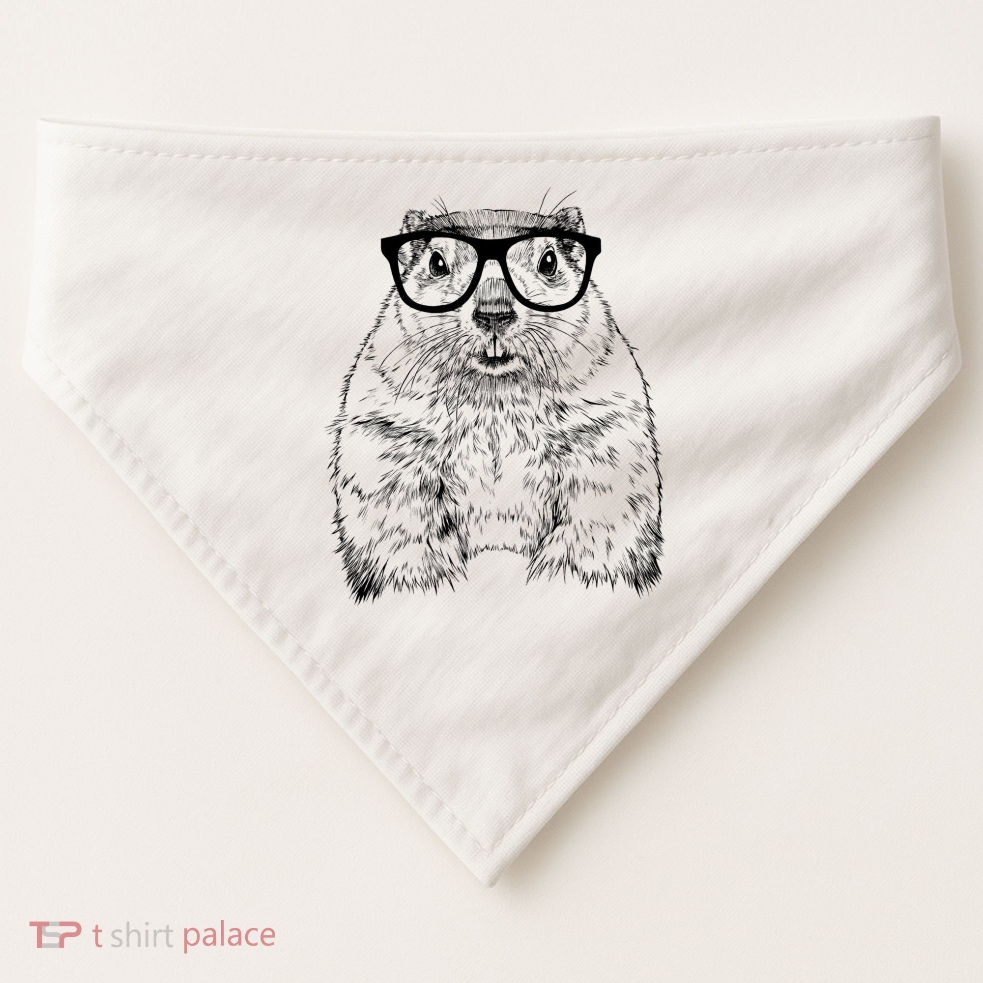 Hipster Groundhog In Nerd Glasses Animal USA-Made Doggie Bandana