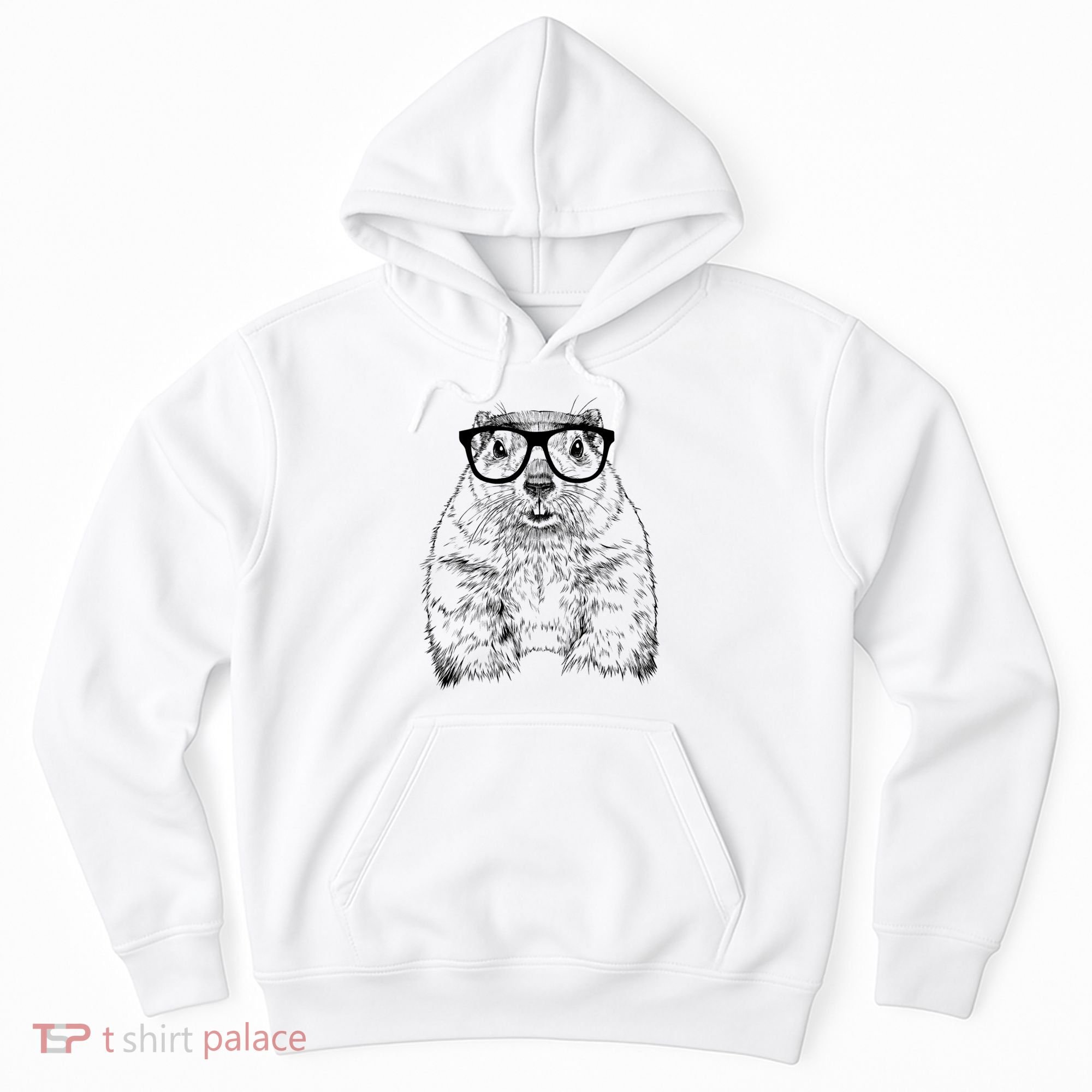 Hipster Groundhog In Nerd Glasses Animal Hoodie