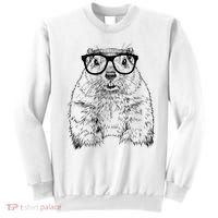 Hipster Groundhog In Nerd Glasses Animal Sweatshirt thumb 0