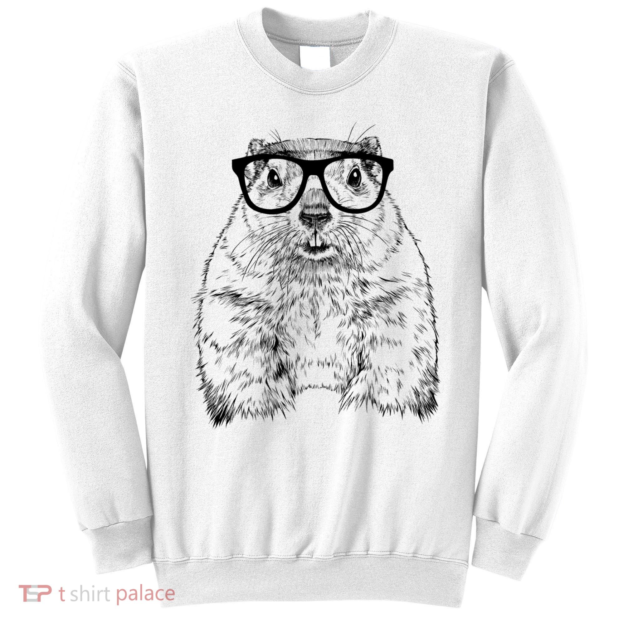 Hipster Groundhog In Nerd Glasses Animal Sweatshirt