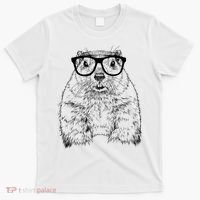Hipster Groundhog In Nerd Glasses Animal T-Shirt thumb 0