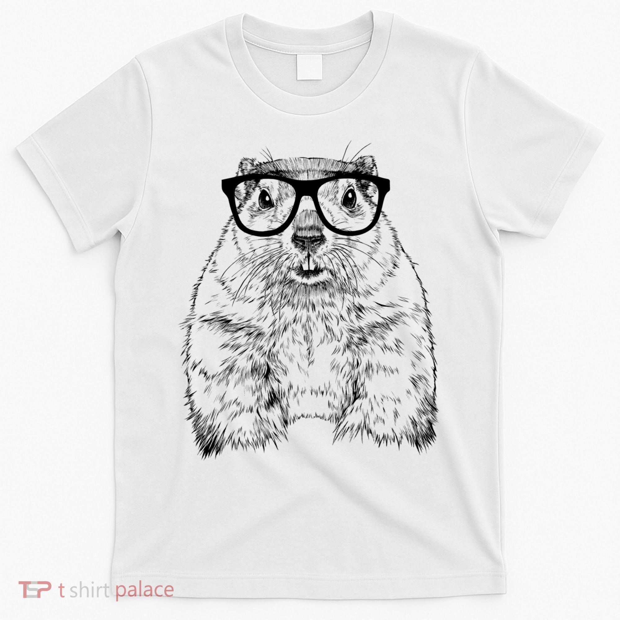 Hipster Groundhog In Nerd Glasses Animal T-Shirt