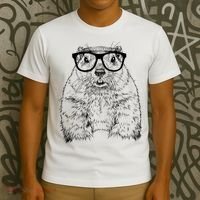 Hipster Groundhog In Nerd Glasses Animal T-Shirt thumb 3