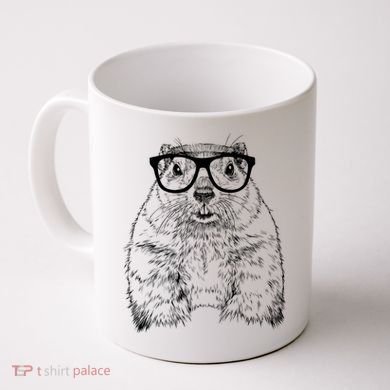 Hipster Groundhog In Nerd Glasses Animal Coffee Mug