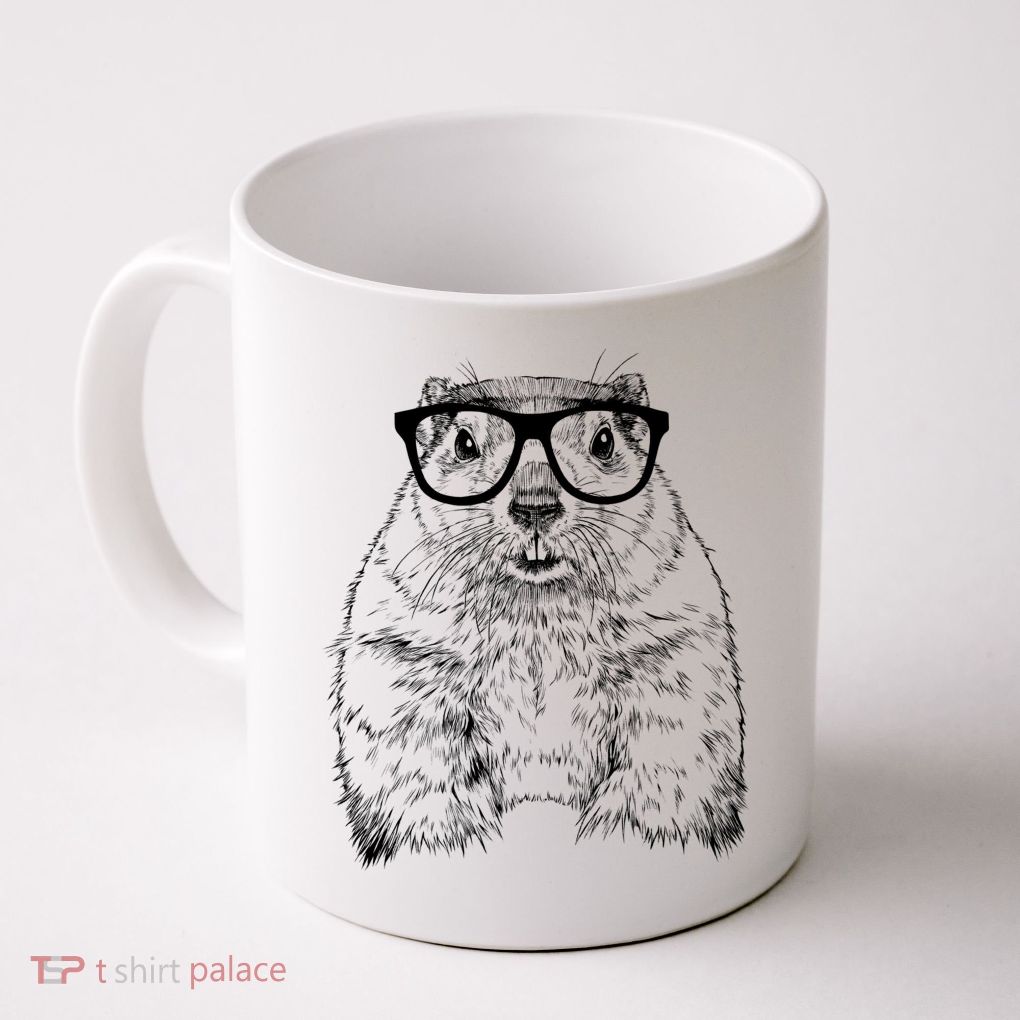 Hipster Groundhog In Nerd Glasses Animal Coffee Mug