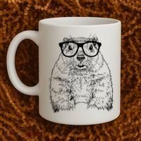 Hipster Groundhog In Nerd Glasses Animal Coffee Mug thumb 2