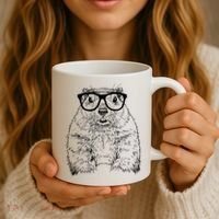 Hipster Groundhog In Nerd Glasses Animal Coffee Mug thumb 3
