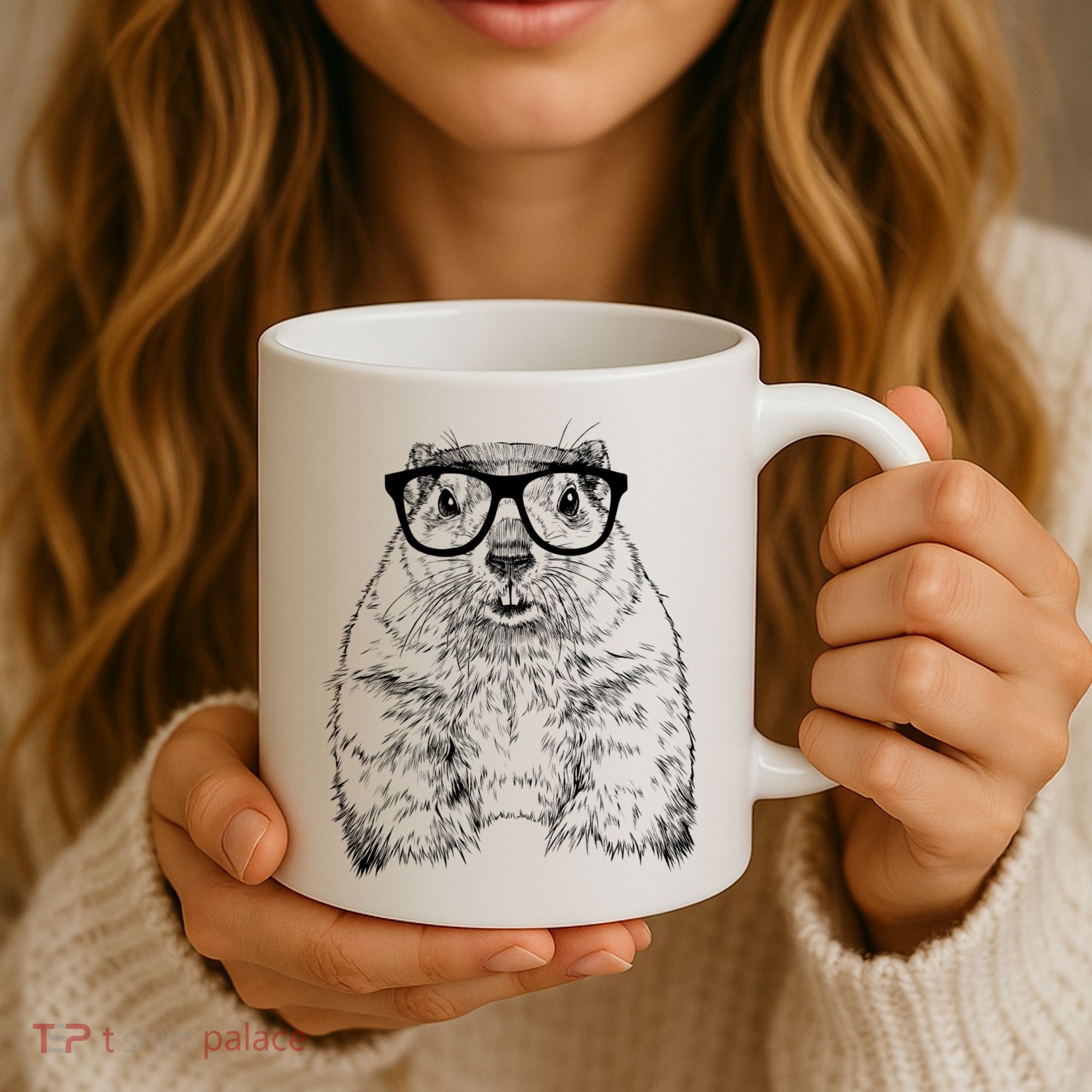 Hipster Groundhog In Nerd Glasses Animal Coffee Mug