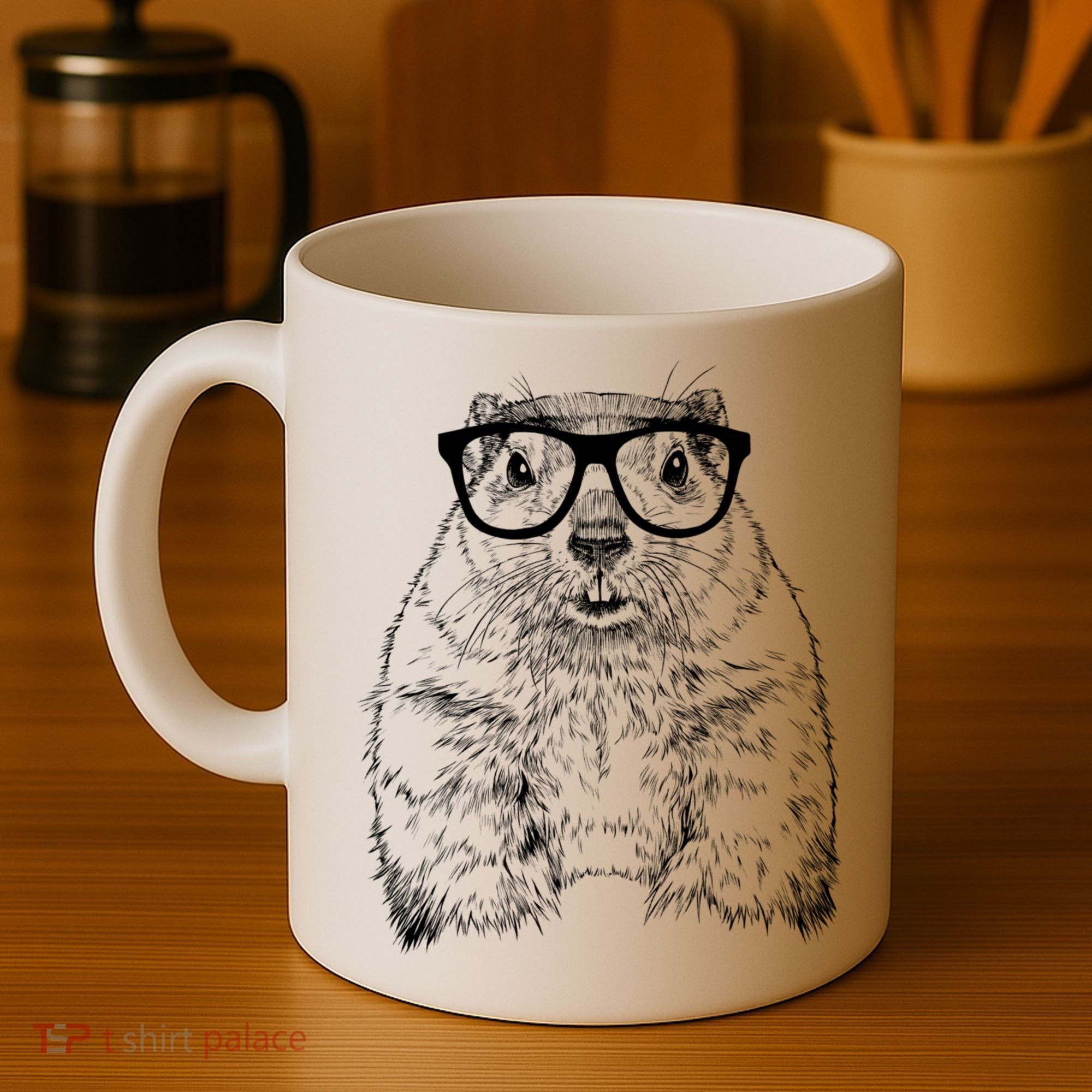 Hipster Groundhog In Nerd Glasses Animal Coffee Mug