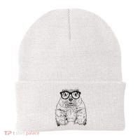 Hipster Groundhog In Nerd Glasses Animal Beanie thumb 0