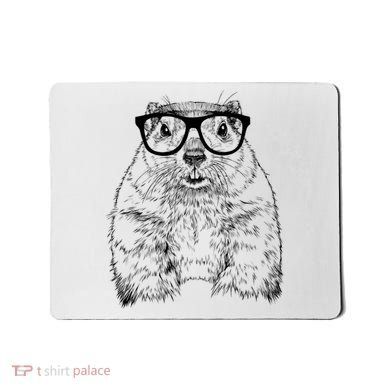 Hipster Groundhog In Nerd Glasses Animal Mousepad