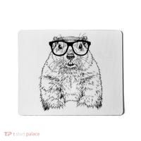 Hipster Groundhog In Nerd Glasses Animal Mousepad thumb 0