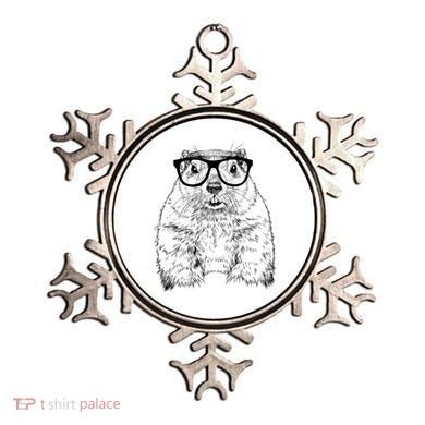 Hipster Groundhog In Nerd Glasses Animal Ornament