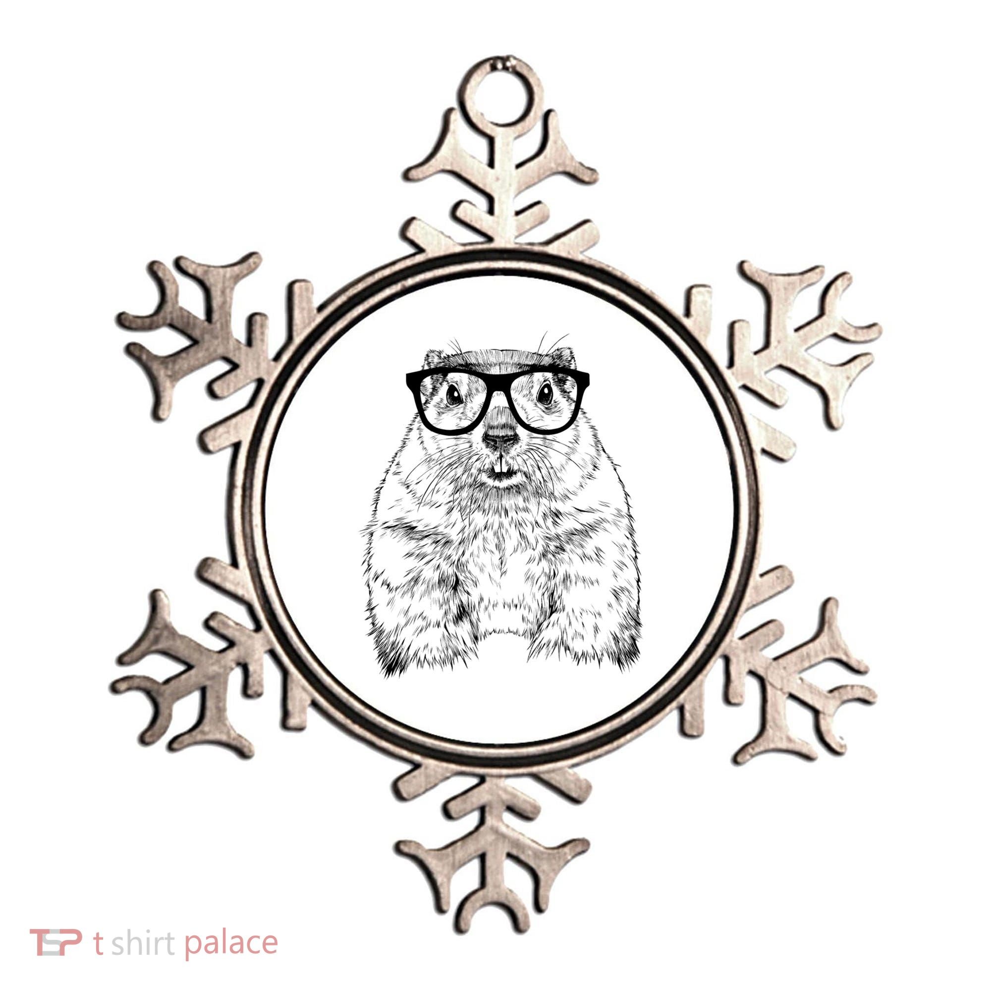 Hipster Groundhog In Nerd Glasses Animal Ornament
