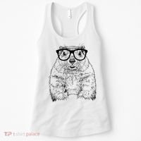 Hipster Groundhog In Nerd Glasses Animal Women's Tank Top thumb 0
