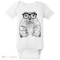 Hipster Groundhog In Nerd Glasses Animal Baby Bodysuit thumb 0