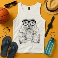 Hipster Groundhog In Nerd Glasses Animal Tank Top thumb 4
