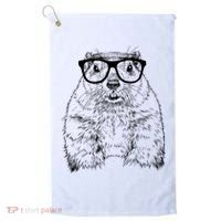 Hipster Groundhog In Nerd Glasses Animal Golf Towel thumb 0