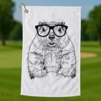 Hipster Groundhog In Nerd Glasses Animal Golf Towel thumb 1