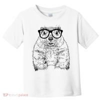 Hipster Groundhog In Nerd Glasses Animal Toddler T-Shirt thumb 0