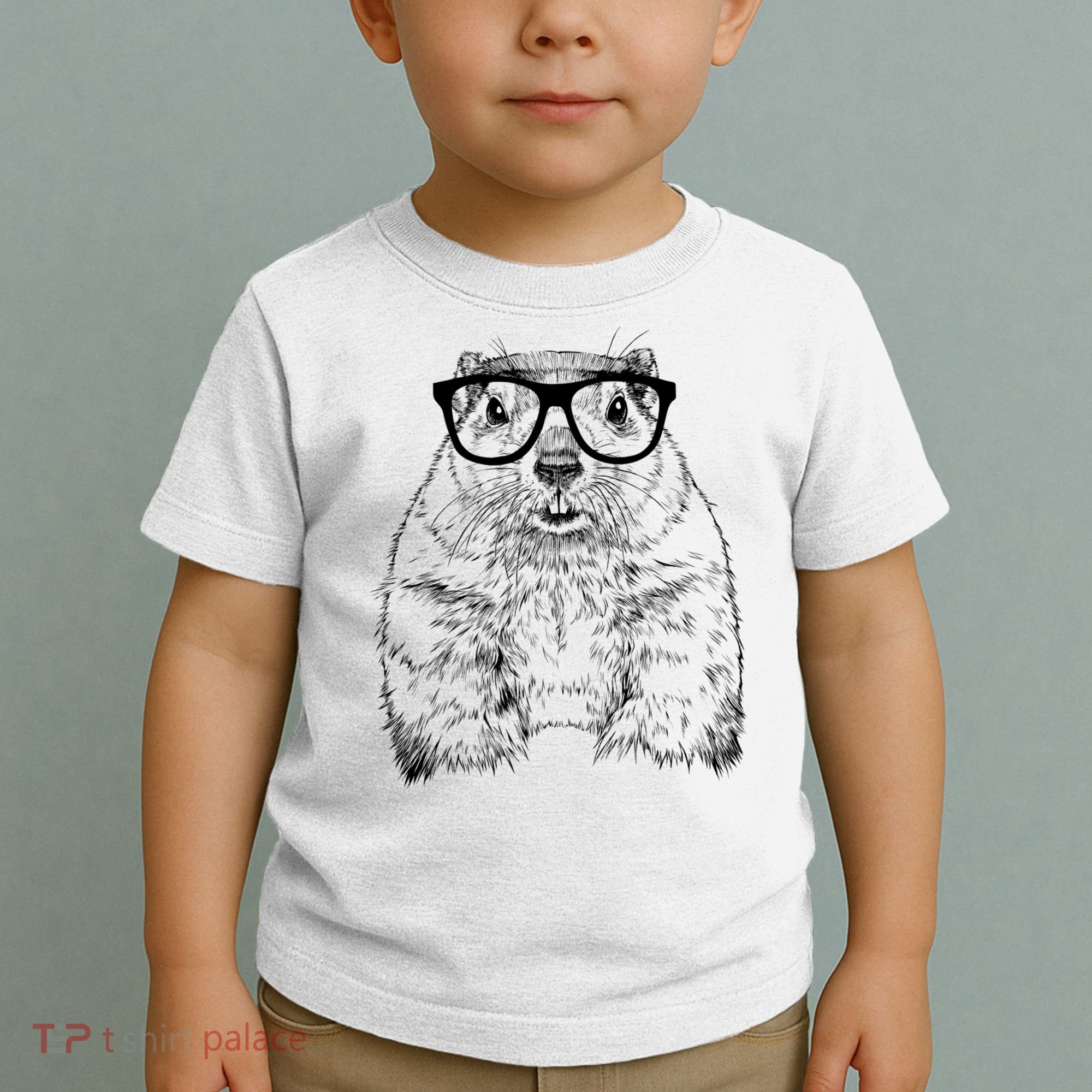 Hipster Groundhog In Nerd Glasses Animal Toddler T-Shirt