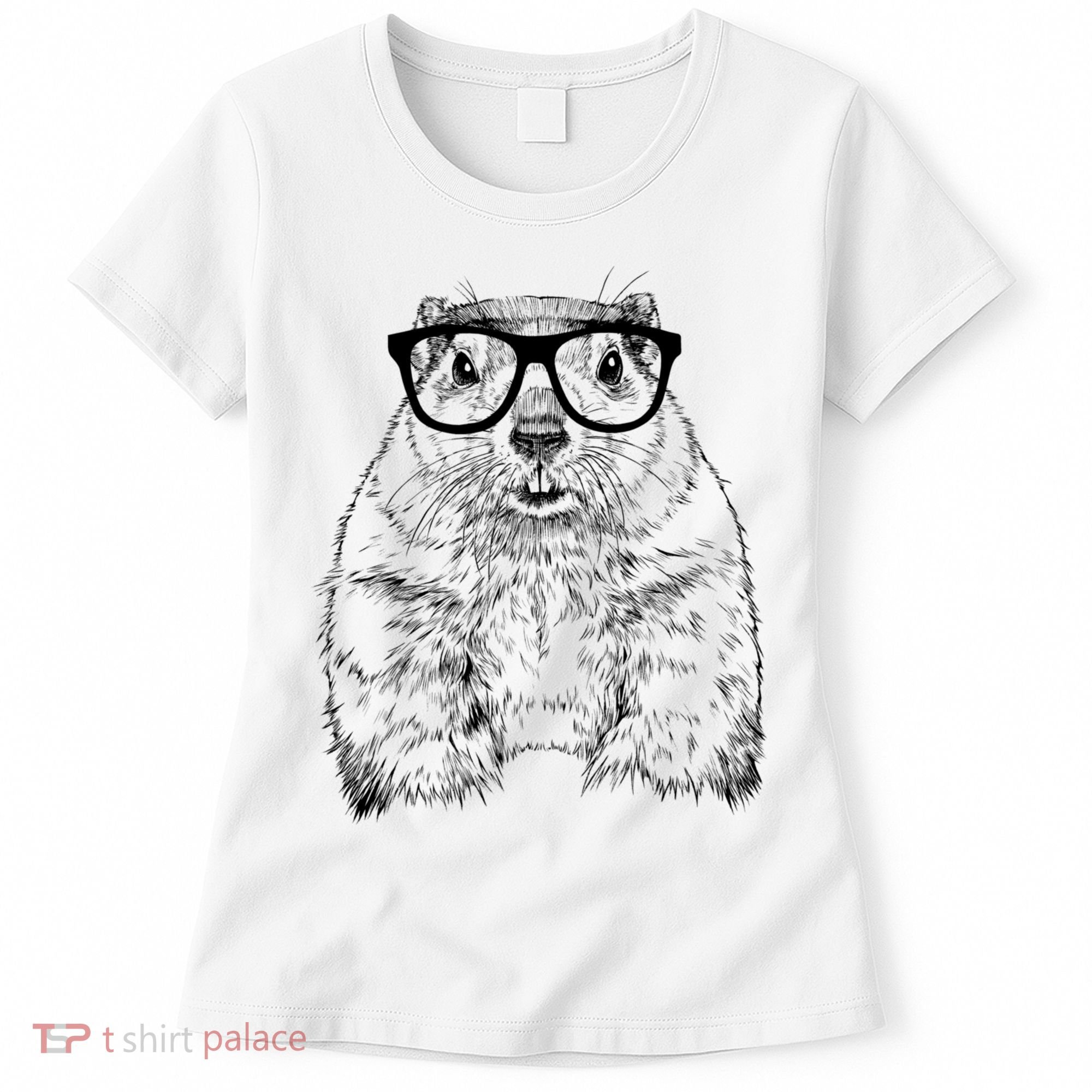 Hipster Groundhog In Nerd Glasses Animal Women's T-Shirt