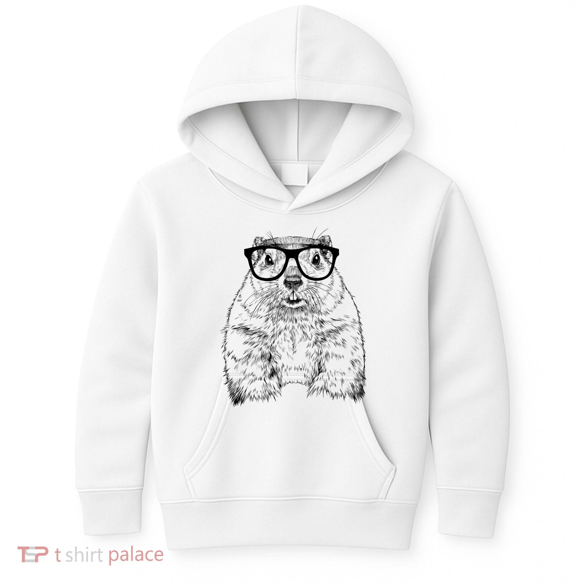 Hipster Groundhog In Nerd Glasses Animal Kids Hoodie