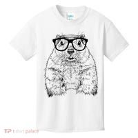 Hipster Groundhog In Nerd Glasses Animal Kids T-Shirt thumb 0