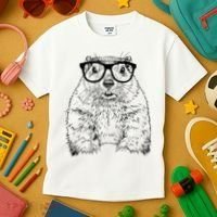 Hipster Groundhog In Nerd Glasses Animal Kids T-Shirt thumb 3