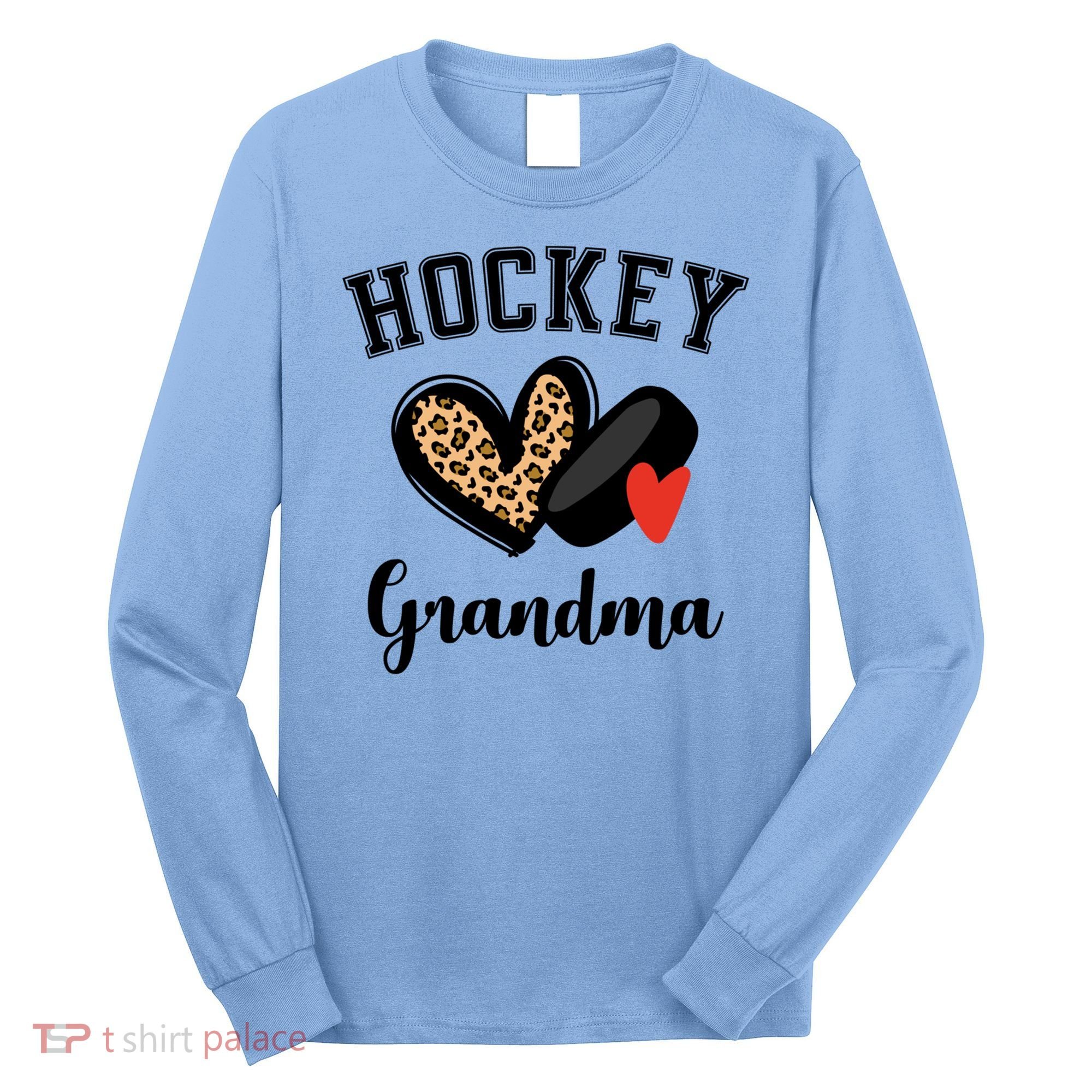 Hockey Grandma Leopard Heart Grandmother Meaningful Gift Long Sleeve Shirt