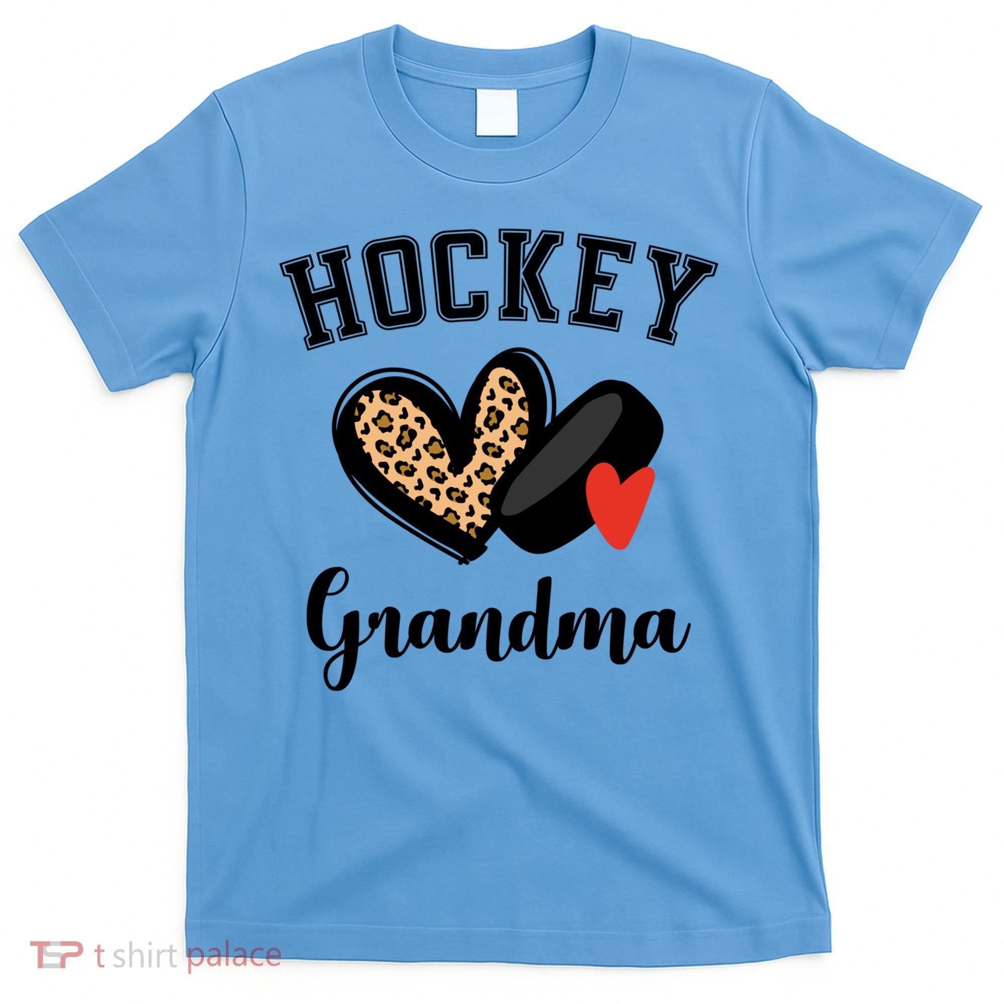 Hockey Grandma Leopard Heart Grandmother Meaningful Gift T-Shirt