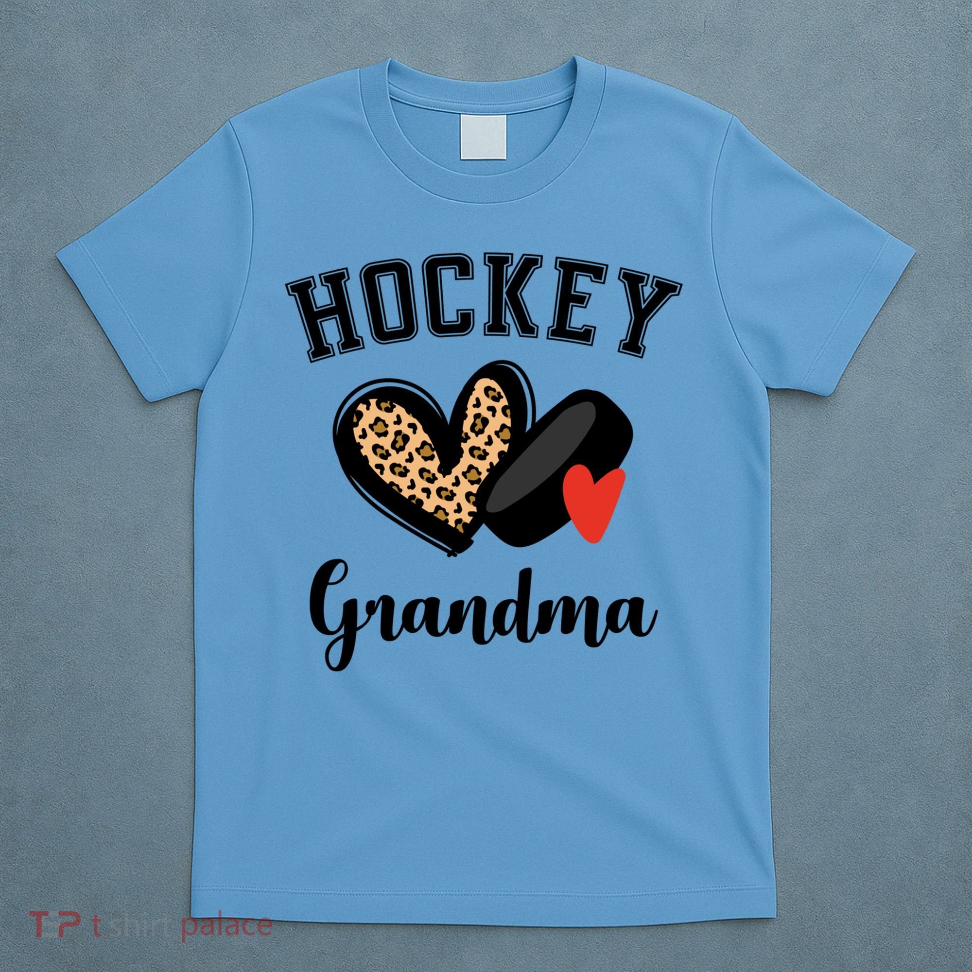 Hockey Grandma Leopard Heart Grandmother Meaningful Gift T-Shirt