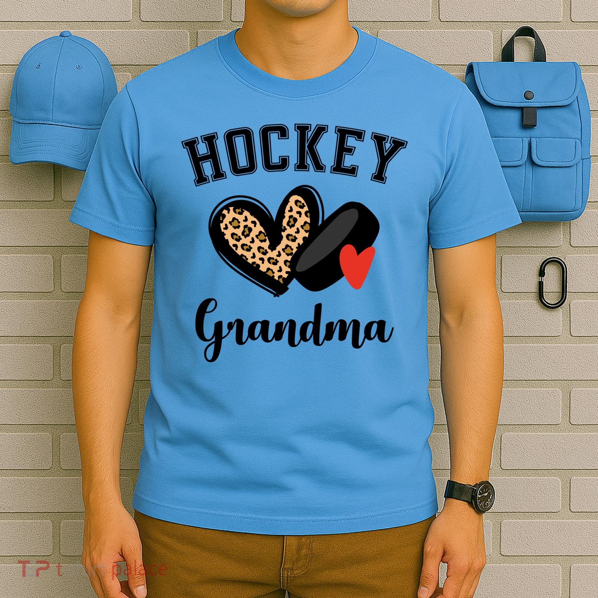 Hockey Grandma Leopard Heart Grandmother Meaningful Gift T-Shirt