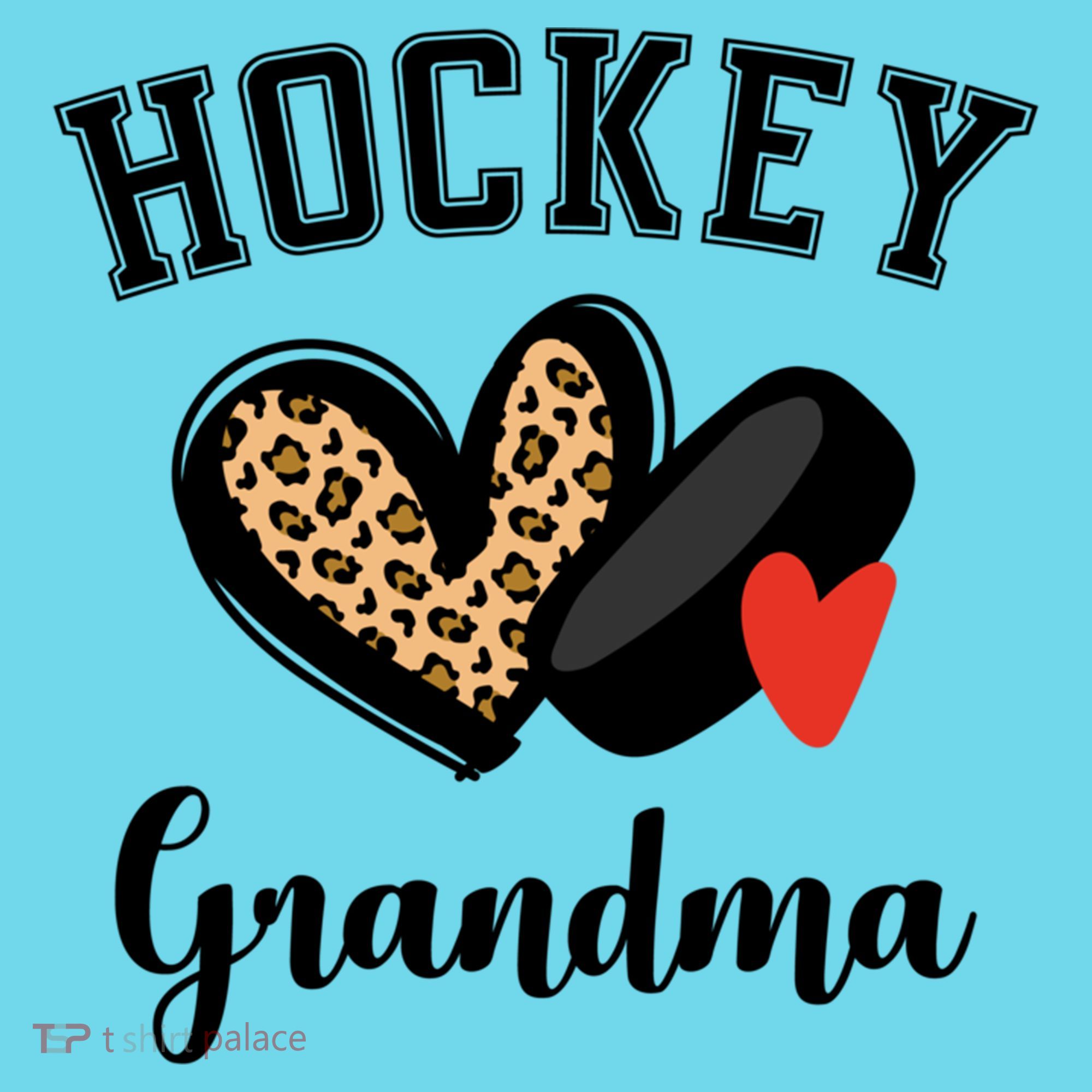 Hockey Grandma Leopard Heart Grandmother Meaningful Gift T-Shirt