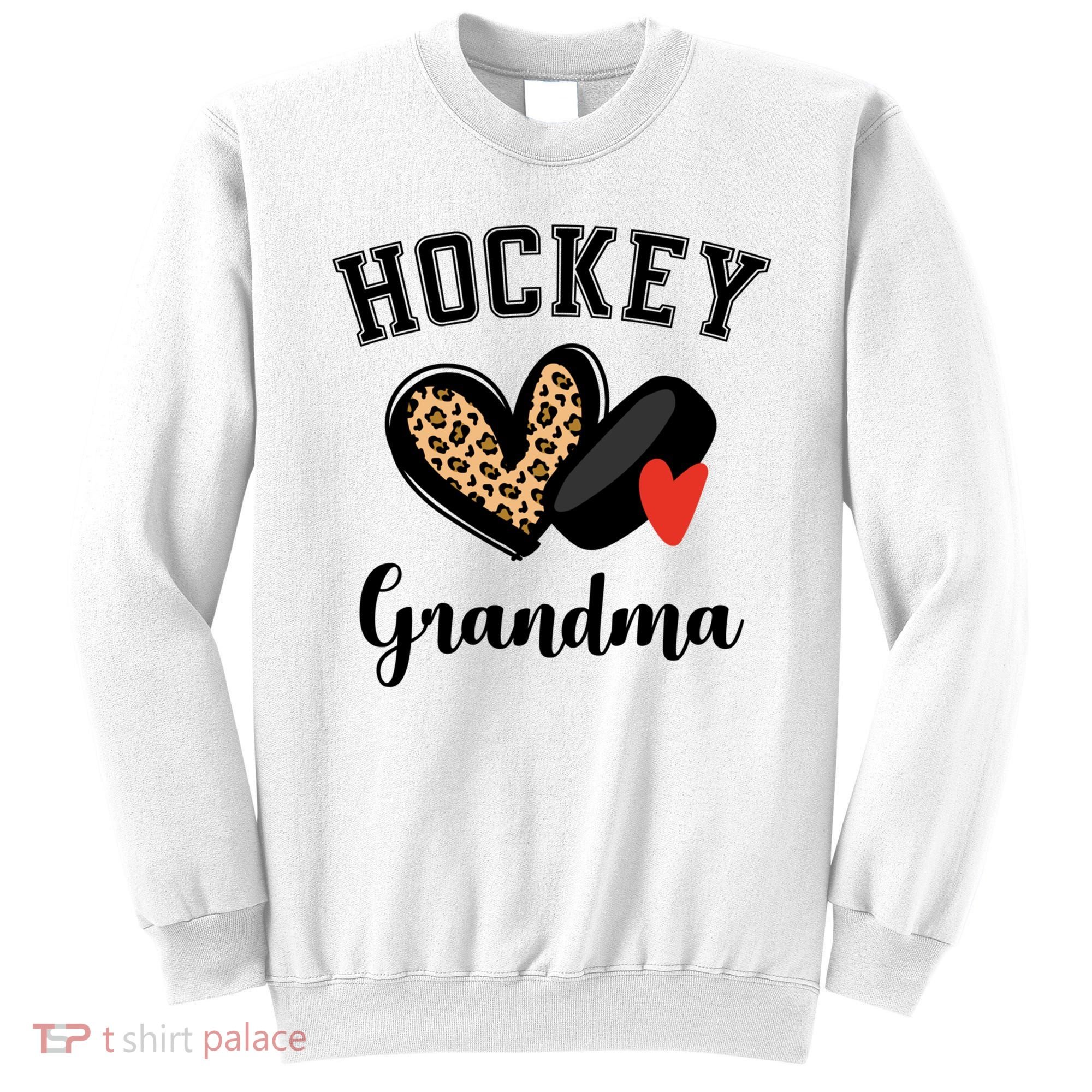 Hockey Grandma Leopard Heart Grandmother Meaningful Gift Sweatshirt