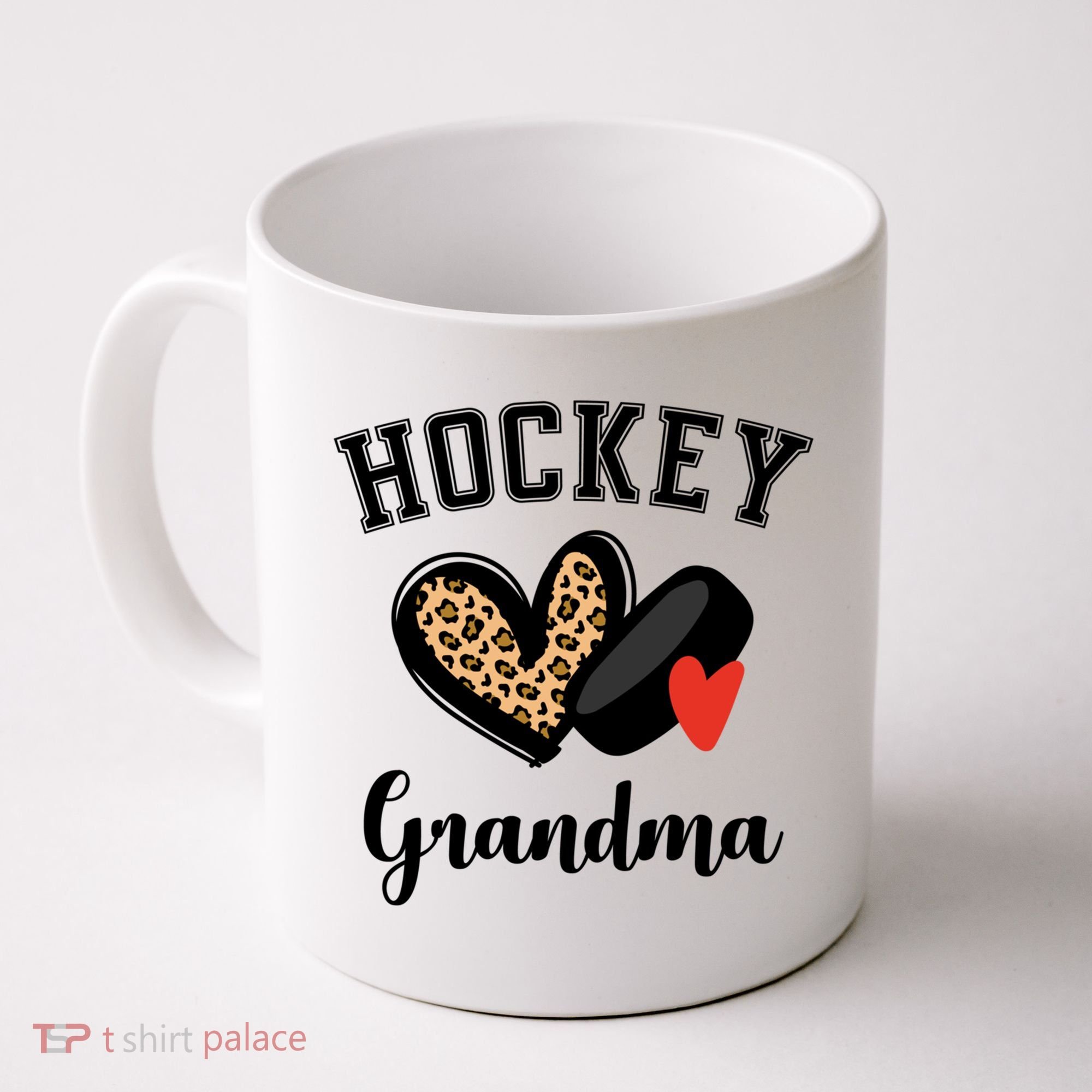 Hockey Grandma Leopard Heart Grandmother Meaningful Gift Coffee Mug
