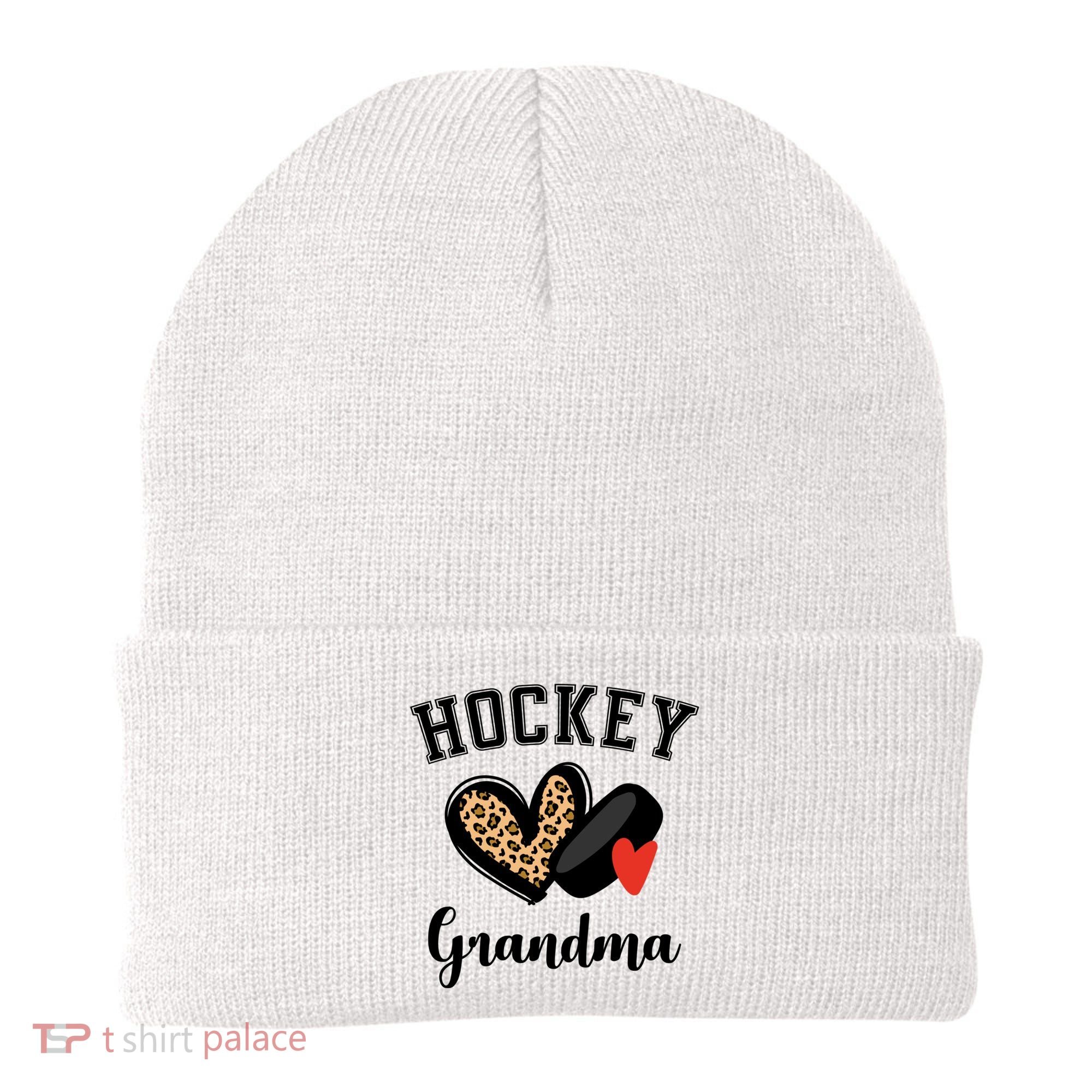 Hockey Grandma Leopard Heart Grandmother Meaningful Gift Beanie