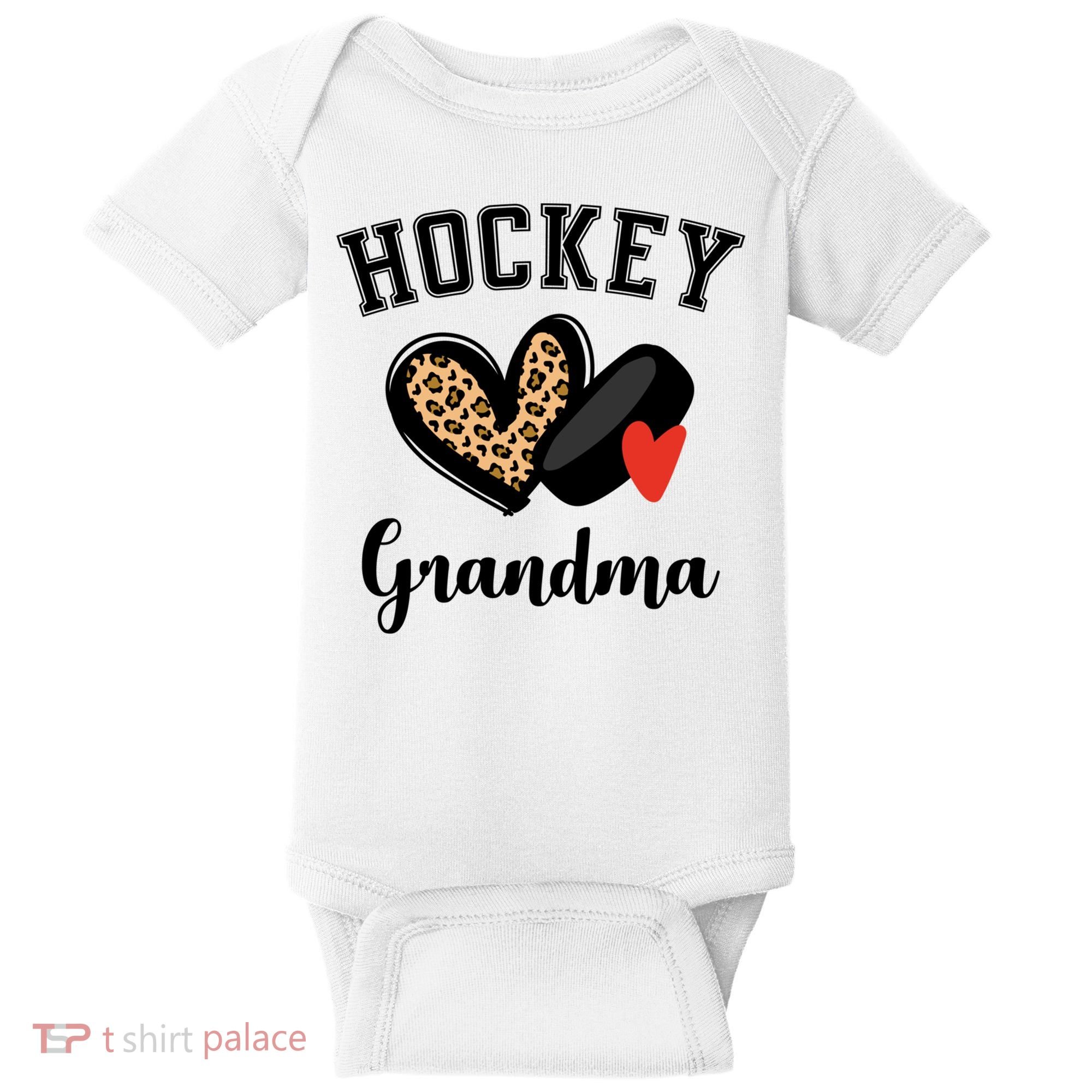 Hockey Grandma Leopard Heart Grandmother Meaningful Gift Baby Bodysuit