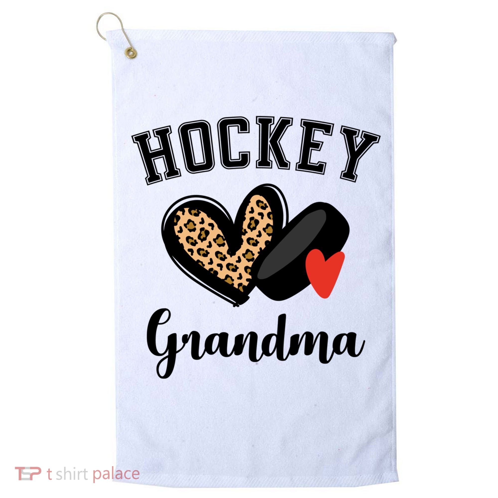 Hockey Grandma Leopard Heart Grandmother Meaningful Gift Golf Towel
