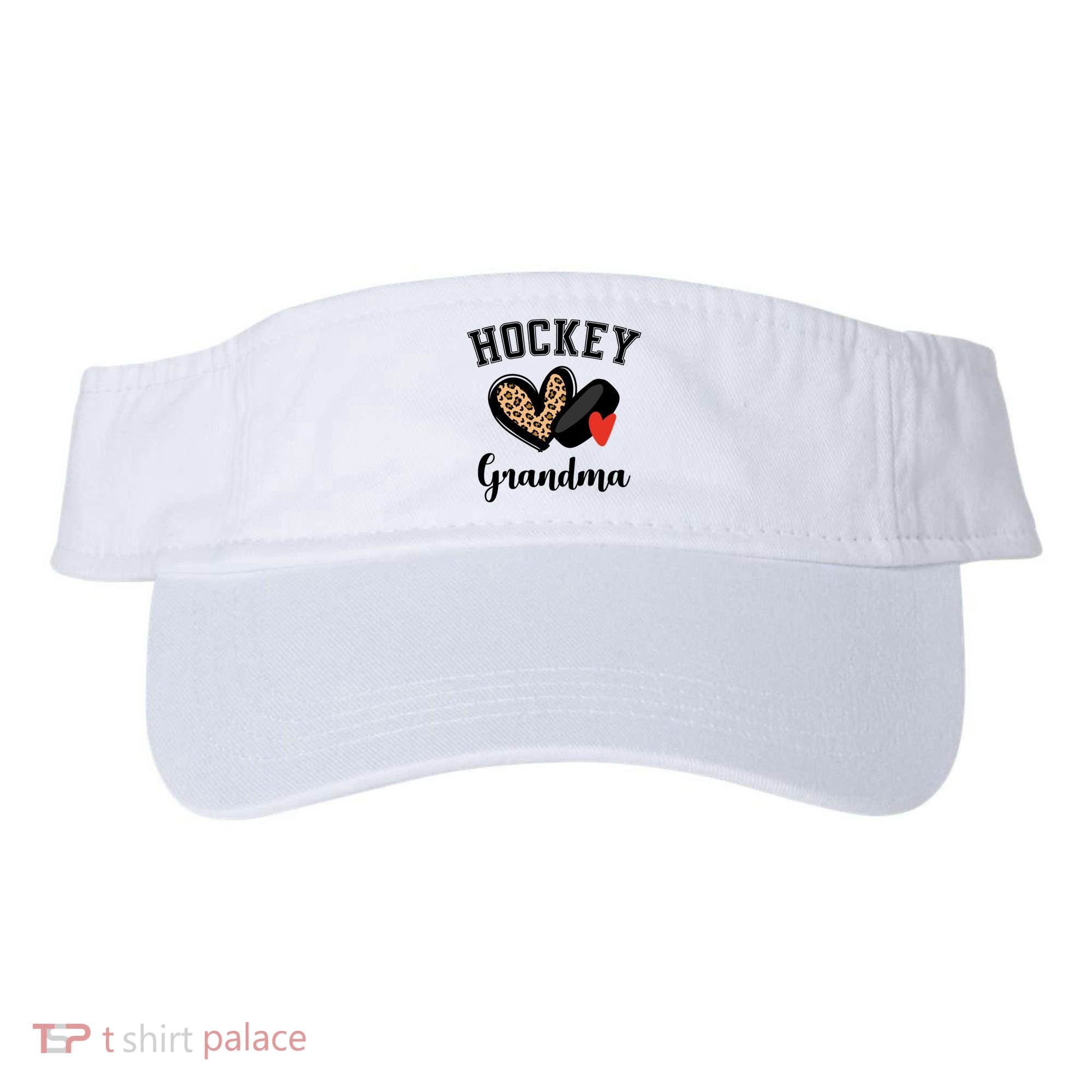 Hockey Grandma Leopard Heart Grandmother Meaningful Gift Visor