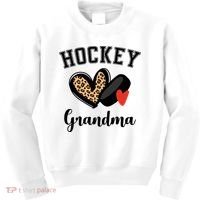 Hockey Grandma Leopard Heart Grandmother Meaningful Gift Kids Sweatshirt thumb 0