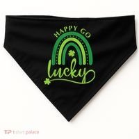 Happy Go Lucky Rainbow Shamrock St Patrick's Day USA-Made Doggie Bandana thumb 0
