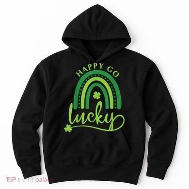 Happy Go Lucky Rainbow Shamrock St Patrick's Day Hoodie