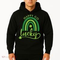 Happy Go Lucky Rainbow Shamrock St Patrick's Day Hoodie thumb 2