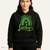 Happy Go Lucky Rainbow Shamrock St Patrick's Day Hoodie thumb 5