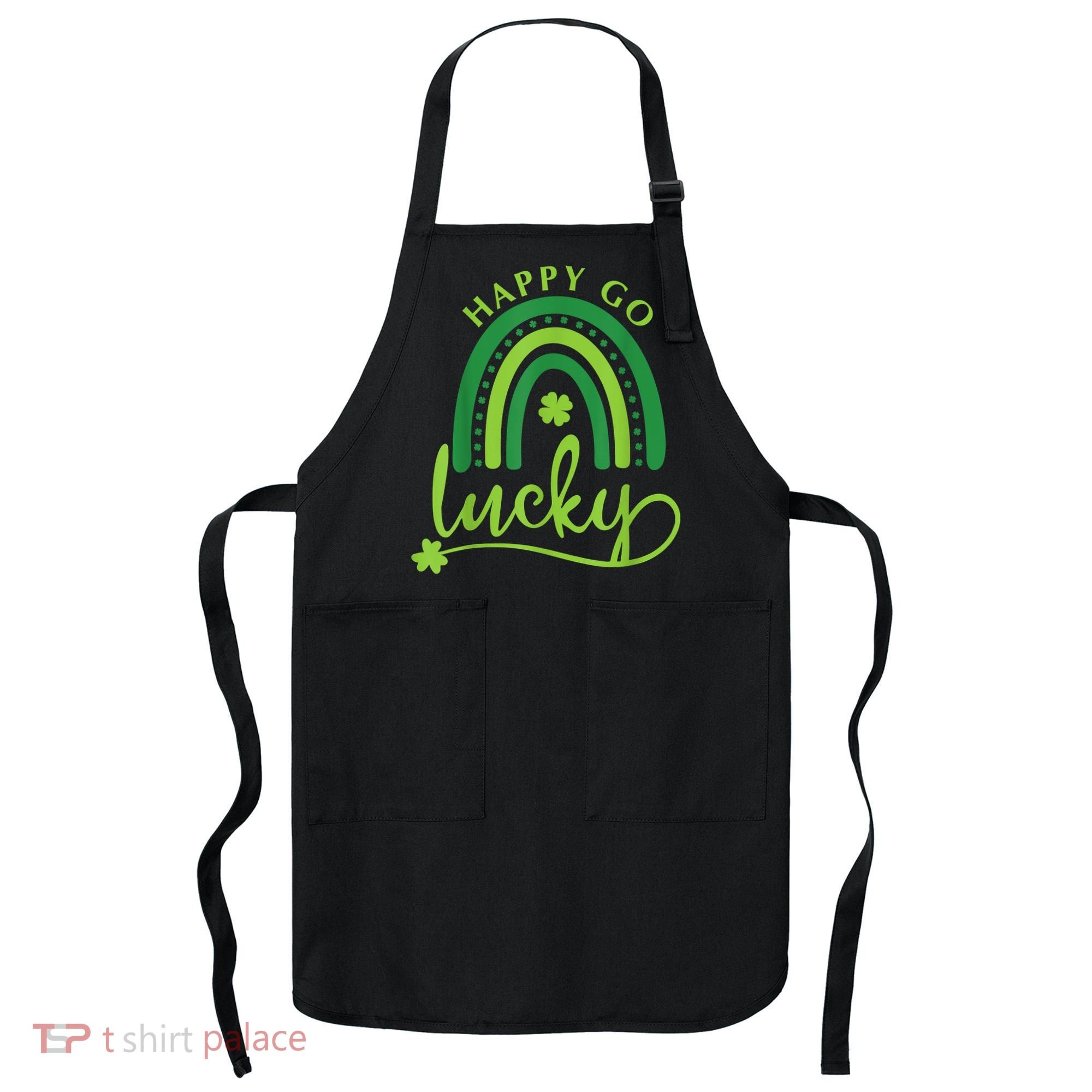 Happy Go Lucky Rainbow Shamrock St Patrick's Day Apron