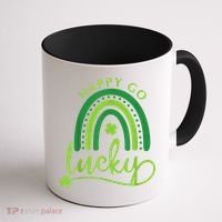 Happy Go Lucky Rainbow Shamrock St Patrick's Day Coffee Mug thumb 1