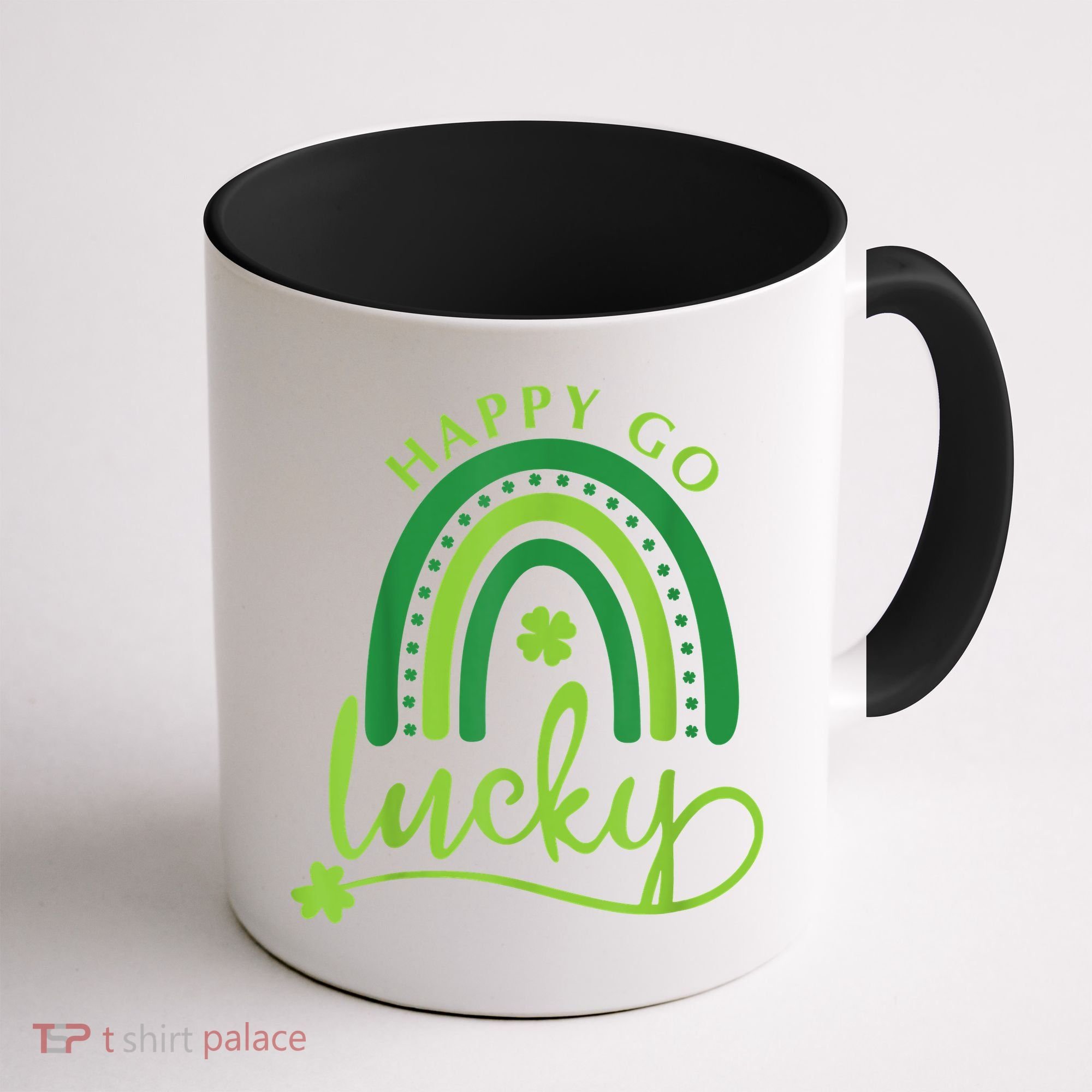 Happy Go Lucky Rainbow Shamrock St Patrick's Day Coffee Mug