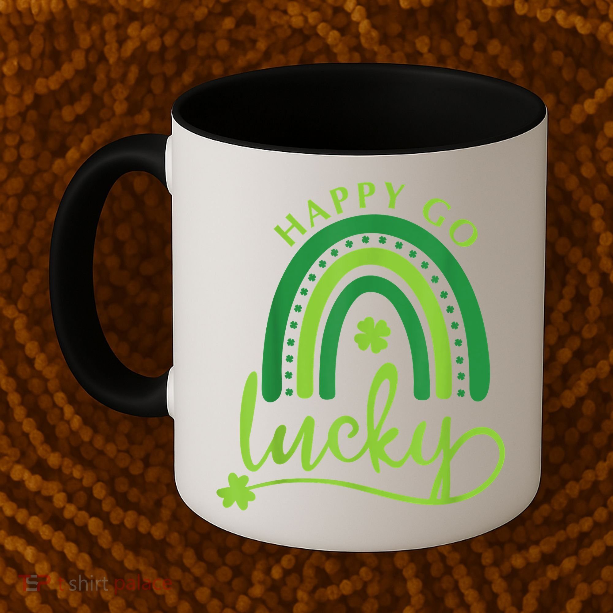 Happy Go Lucky Rainbow Shamrock St Patrick's Day Coffee Mug