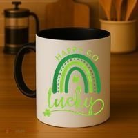 Happy Go Lucky Rainbow Shamrock St Patrick's Day Coffee Mug thumb 4